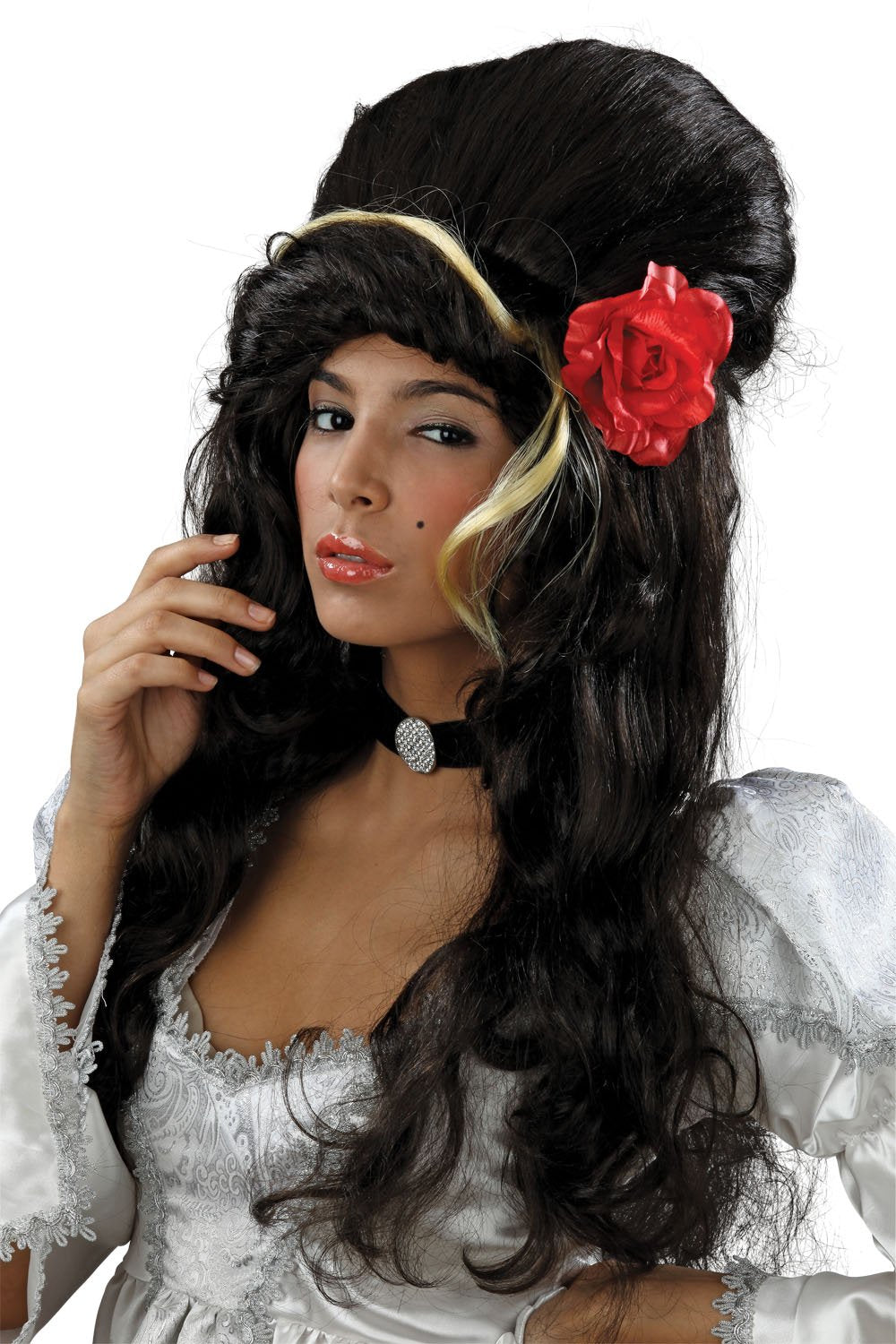 Bristol Novelty BW680 Beehive Black with Rose Wig | for Women