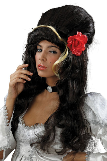 Bristol Novelty BW680 Beehive Black with Rose Wig | for Women