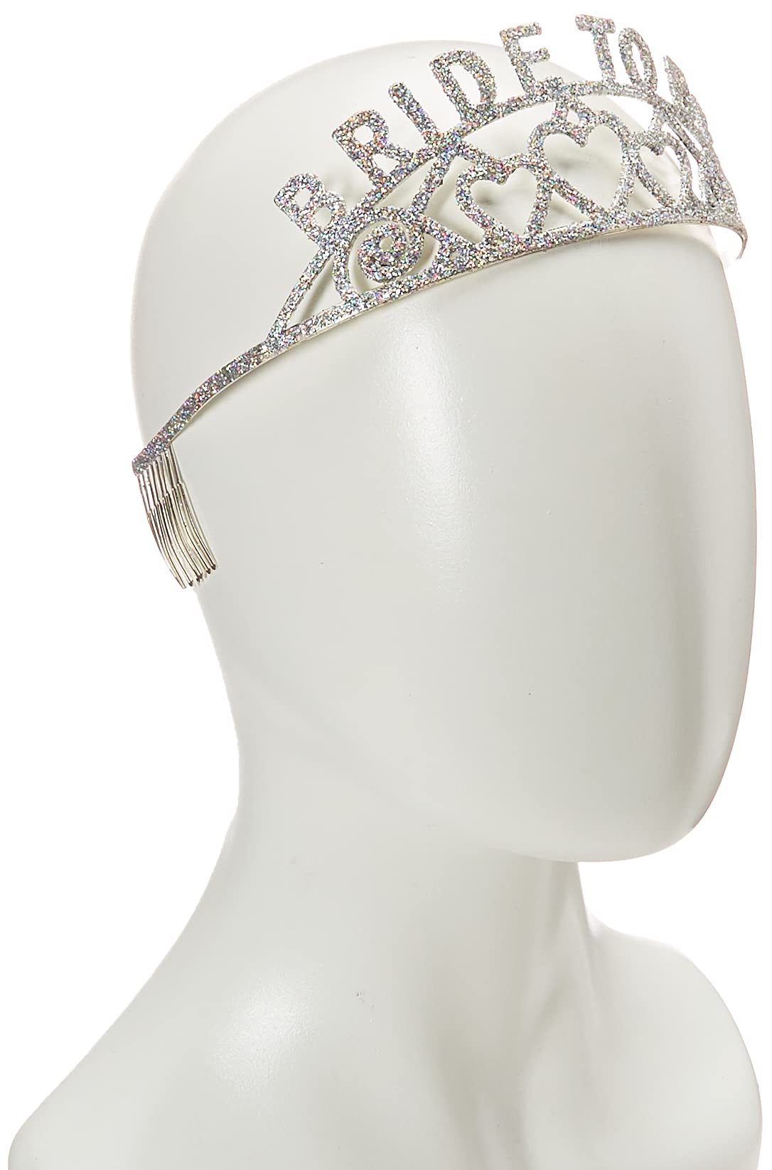 Bristol Novelty-BA1758 Tiara con Purpurina e inscripción «Bride To Be», Color Plateado, Talla única (BA1758