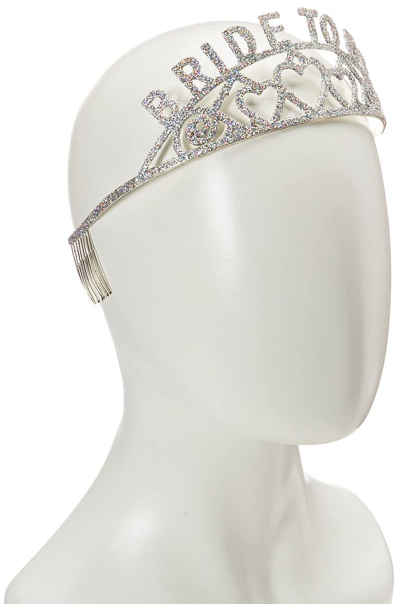 Bristol Novelty-BA1758 Tiara con Purpurina e inscripción «Bride To Be», Color Plateado, Talla única (BA1758