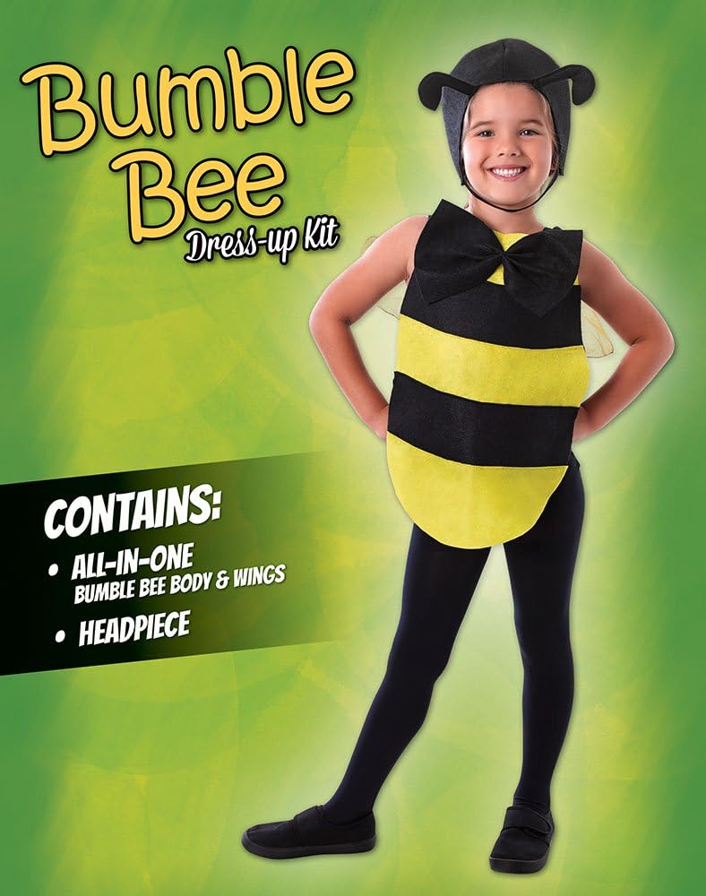Bristol Novelty DS173 Children Costume | Bumble Bee Dress-Up Kit | Black and Yellow | Pack of 1, girls, One Size