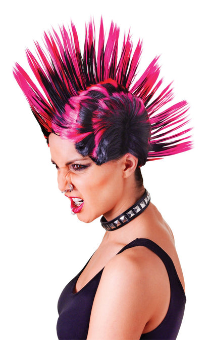 Bristol Novelty womens Mohican Female Wig | For Women Pink, and Black Accessory, Pink Black, One Size UK