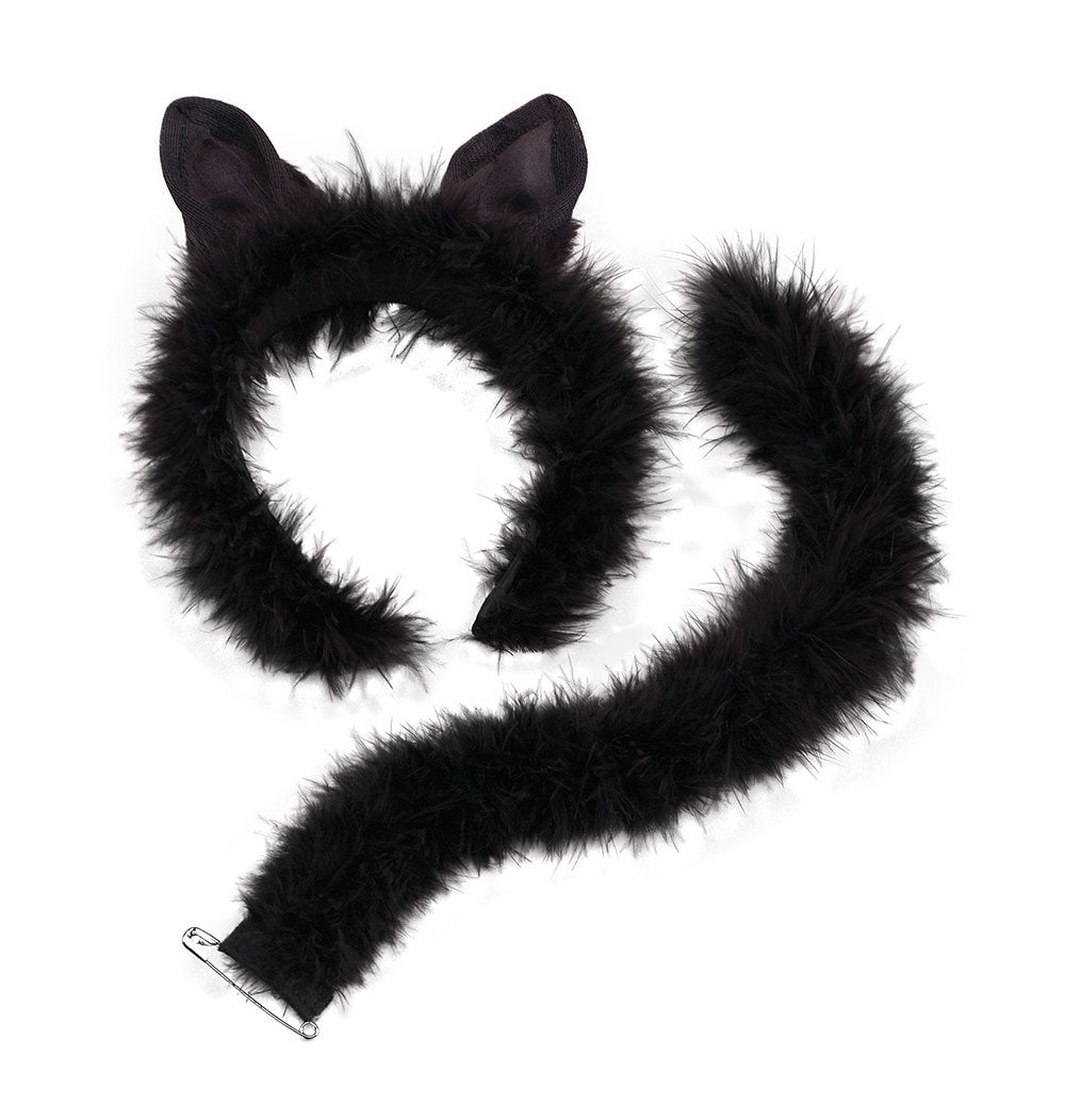 Bristol Novelty-DS050 Juego para disfraz gatos con pelo estilo marabú, color negro, talla única (DS050