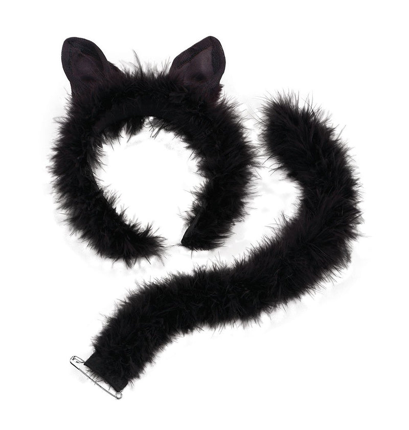 Bristol Novelty-DS050 Juego para disfraz gatos con pelo estilo marabú, color negro, talla única (DS050
