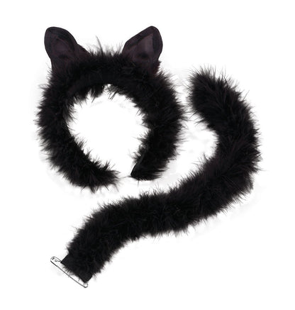 Bristol Novelty-DS050 Juego para disfraz gatos con pelo estilo marabú, color negro, talla única (DS050