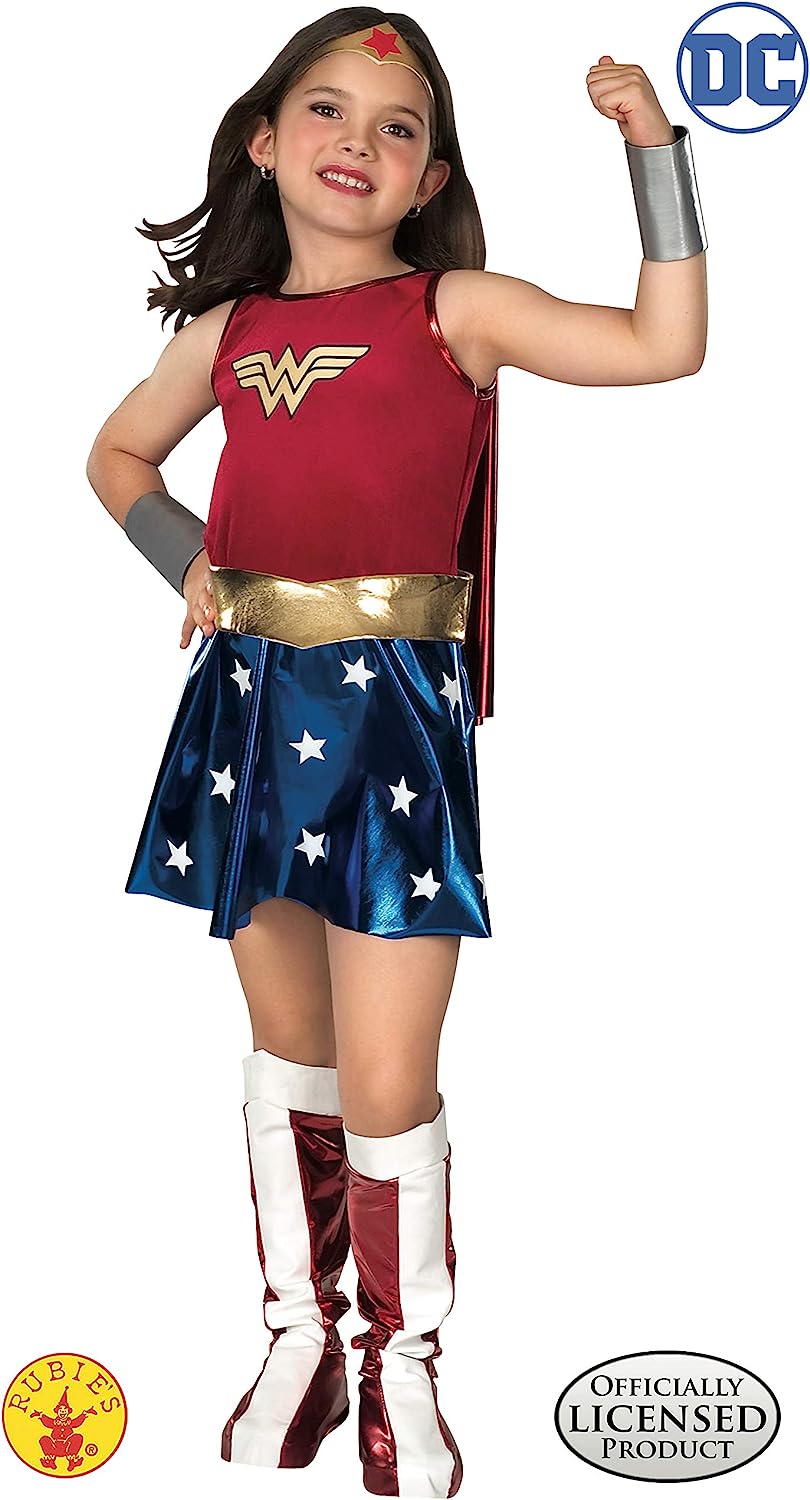 Rubie's Official DC Wonder Woman Deluxe Girls Costume, Kids Fancy Dress Super Hero