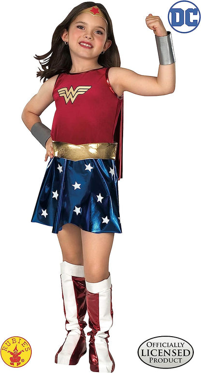 Rubie's Official DC Wonder Woman Deluxe Girls Costume, Kids Fancy Dress Super Hero