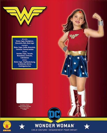Rubie's Official DC Wonder Woman Deluxe Girls Costume, Kids Fancy Dress Super Hero