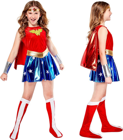 Rubie's Official DC Wonder Woman Deluxe Girls Costume, Kids Fancy Dress Super Hero