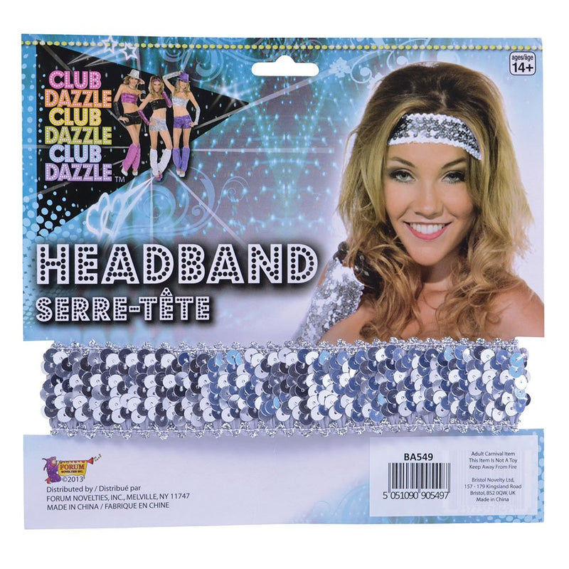 Silver Sequin Headband, 1 Pc. - Elegant Design, Perfect Accessory for Parties, Music Festivals, Wedding Events, & Daily Wear