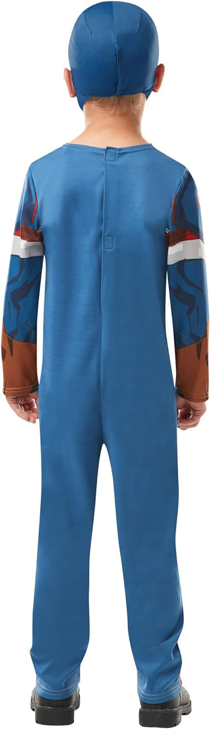 RUBIES - Avengers Officiel - Déguisement Classique Captain America Enfant - Taille M - 5-6 ans - 105 à 116 cm - Costume Combinaison Bleue et Rouge et Cagoule - Pour Halloween, Carnaval