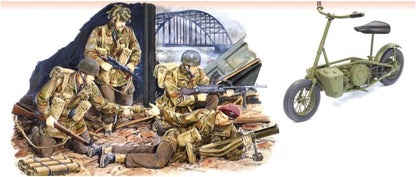 Dragon Models 1/35 Red Devils with Welbike and Drop Tube Container, Arnhem 1944 (4 Figures Set with Bike) - Premium Edition