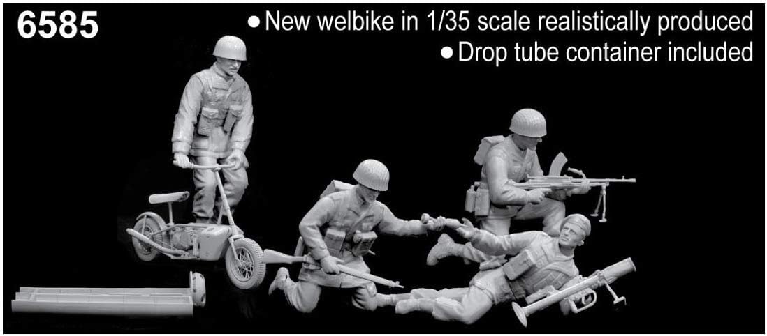 Dragon Models 1/35 Red Devils with Welbike and Drop Tube Container, Arnhem 1944 (4 Figures Set with Bike) - Premium Edition