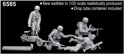Dragon Models 1/35 Red Devils with Welbike and Drop Tube Container, Arnhem 1944 (4 Figures Set with Bike) - Premium Edition
