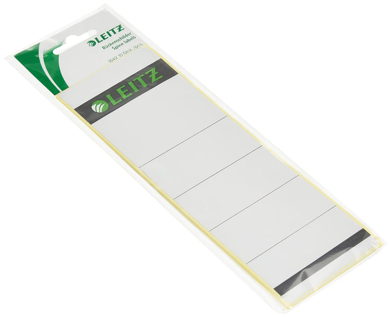 Leitz Self Adhesive Replacement Spine Labels for Standard 80 mm Lever Arch Files, Wide and Short, 61 x 192 mm, Paper, 16420085 - Grey/light grey, Pack of 10