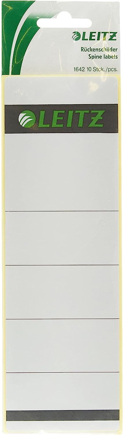 Leitz Self Adhesive Replacement Spine Labels for Standard 80 mm Lever Arch Files, Wide and Short, 61 x 192 mm, Paper, 16420085 - Grey/light grey, Pack of 10