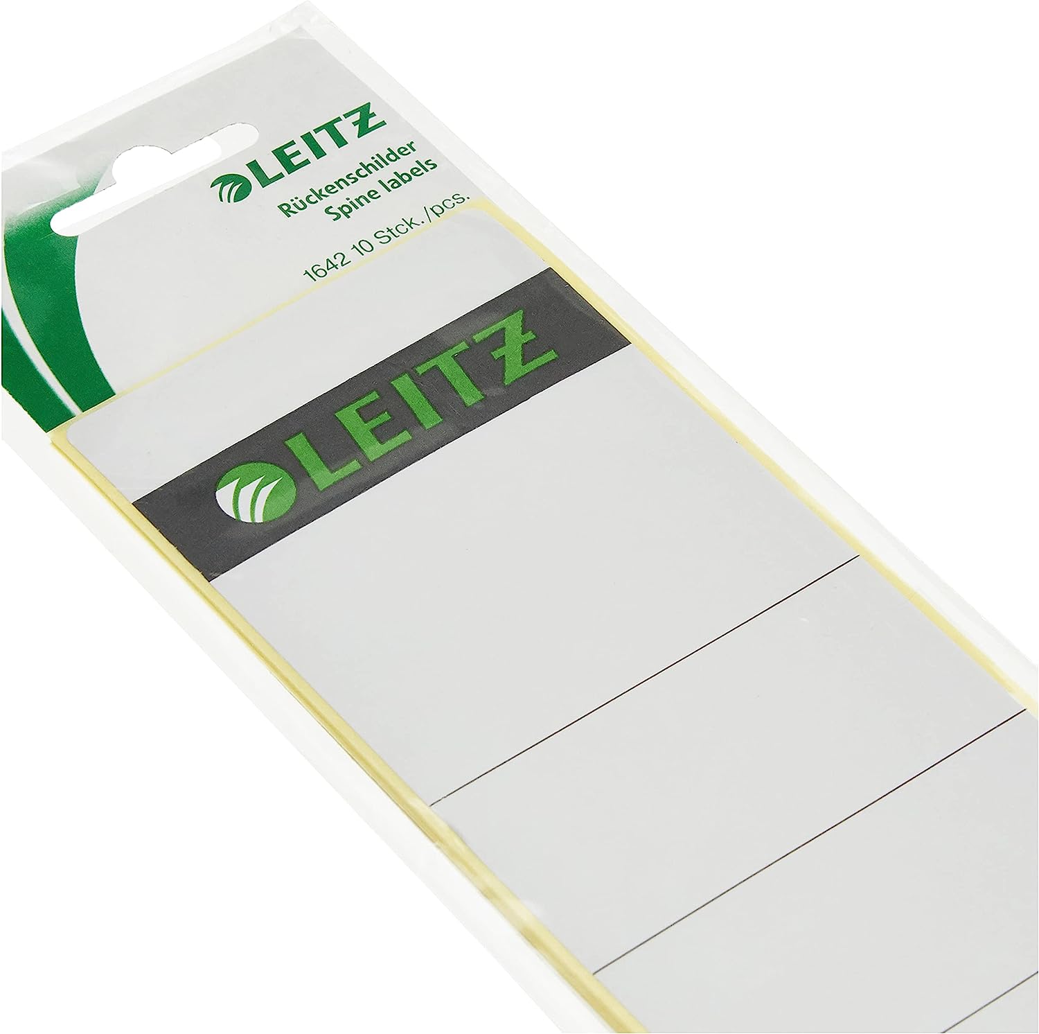 Leitz Self Adhesive Replacement Spine Labels for Standard 80 mm Lever Arch Files, Wide and Short, 61 x 192 mm, Paper, 16420085 - Grey/light grey, Pack of 10