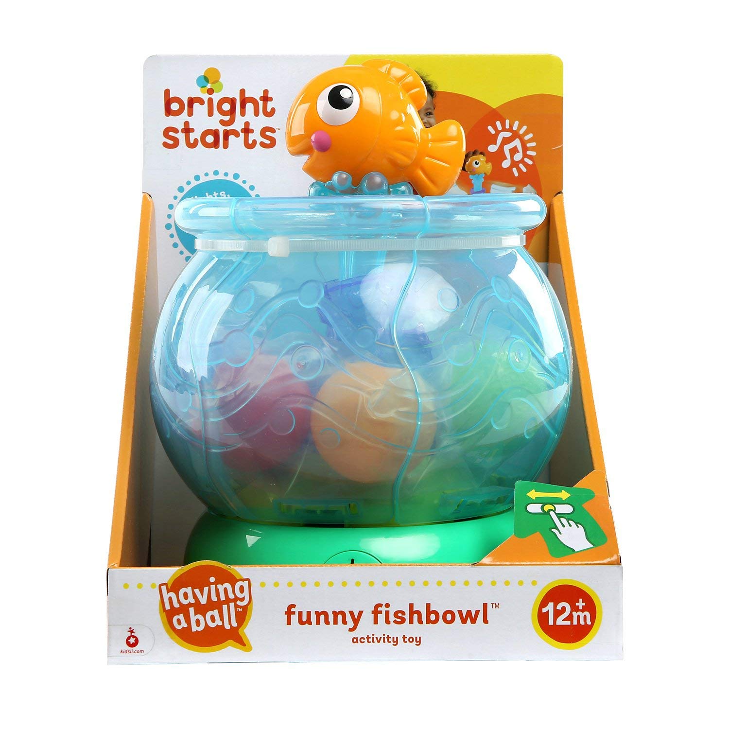 Bright Starts Funny Fishbowl Ball Popper Musical Activity Toy with Lights, Ages 12 Months+