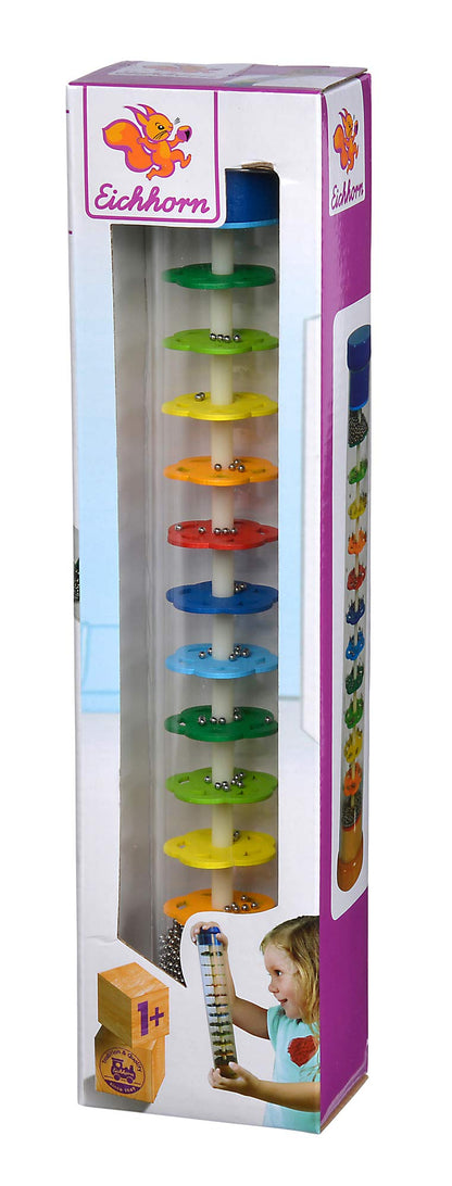 Eichhorn 100003446 Regenmacher-100003445 Rainmaker Made of Solid Wood, Plastic Tube with Metal Balls, 32 x 5 cm, Multicoloured, 32x5cm 32x5cm Single