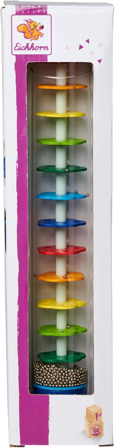 Eichhorn 100003446 Regenmacher-100003445 Rainmaker Made of Solid Wood, Plastic Tube with Metal Balls, 32 x 5 cm, Multicoloured, 32x5cm 32x5cm Single