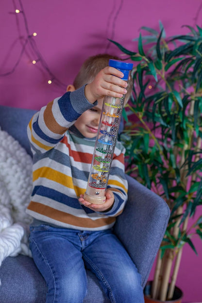 Eichhorn 100003446 Regenmacher-100003445 Rainmaker Made of Solid Wood, Plastic Tube with Metal Balls, 32 x 5 cm, Multicoloured, 32x5cm 32x5cm Single