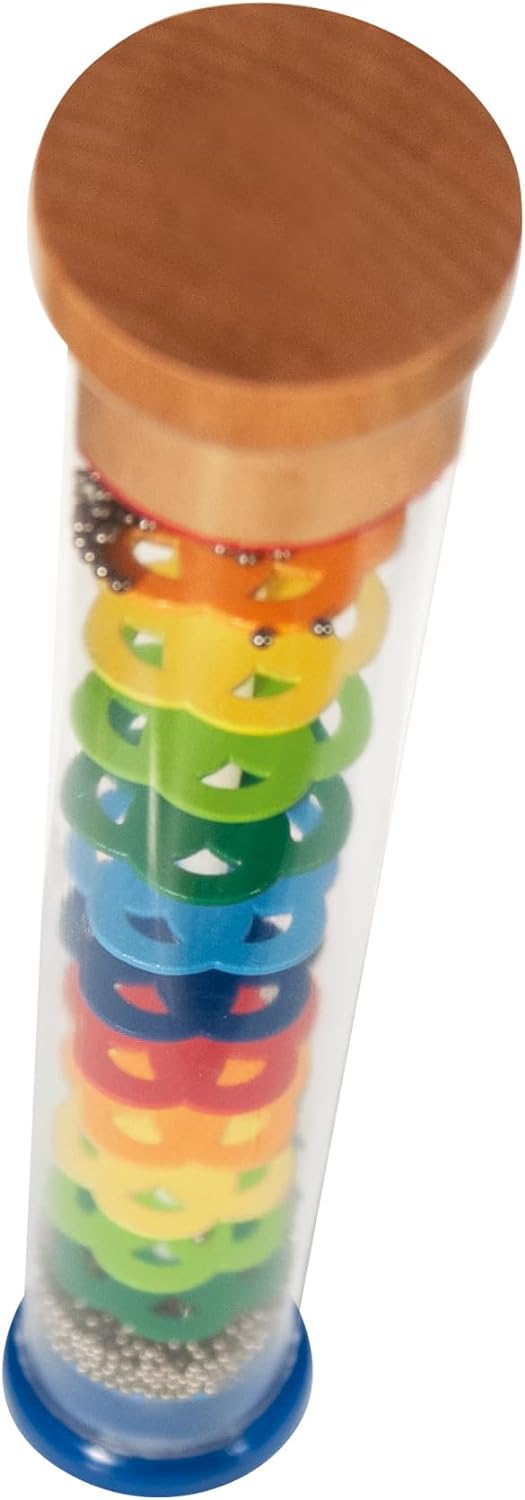 Eichhorn 100003446 Regenmacher-100003445 Rainmaker Made of Solid Wood, Plastic Tube with Metal Balls, 32 x 5 cm, Multicoloured, 32x5cm 32x5cm Single