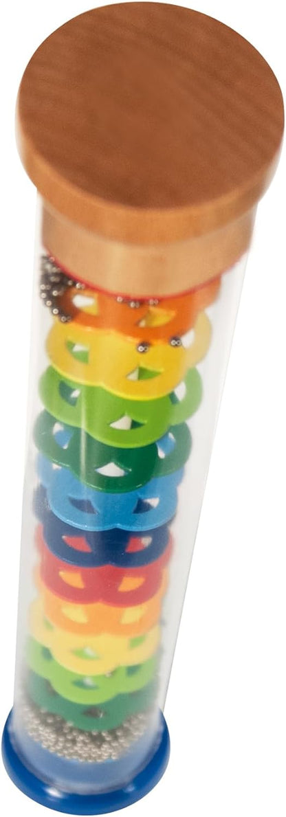 Eichhorn 100003446 Regenmacher-100003445 Rainmaker Made of Solid Wood, Plastic Tube with Metal Balls, 32 x 5 cm, Multicoloured, 32x5cm 32x5cm Single