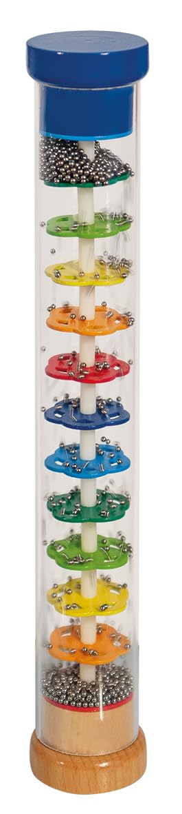 Eichhorn 100003446 Regenmacher-100003445 Rainmaker Made of Solid Wood, Plastic Tube with Metal Balls, 32 x 5 cm, Multicoloured, 32x5cm 32x5cm Single