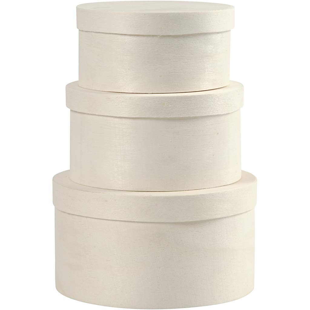 Round Wood Chip Box, D: 10+11+13 cm, Poplar Tree, 3 asstd