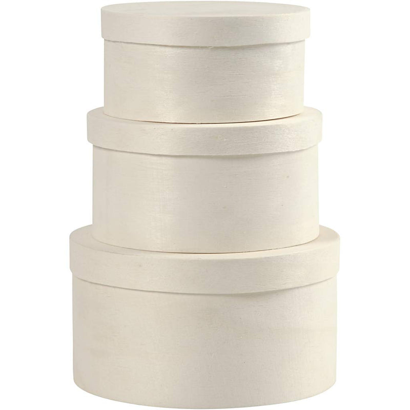 Round Wood Chip Box, D: 10+11+13 cm, Poplar Tree, 3 asstd