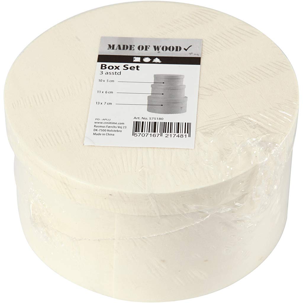 Round Wood Chip Box, D: 10+11+13 cm, Poplar Tree, 3 asstd
