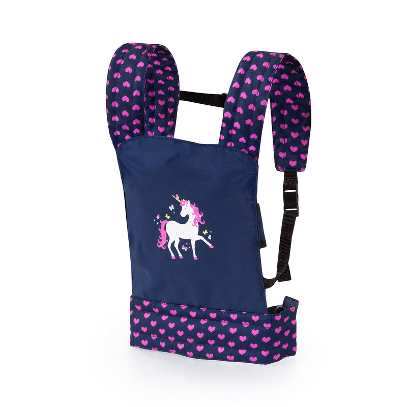Bayer Design- Portabebés EasyCarry, Transporte, Porta, Accesorios para muñecos, Juguetes para niños, Ajustable, Color azul con unicornio (62254AA