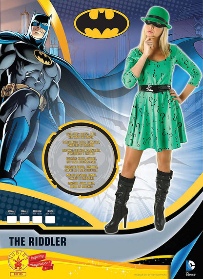 The riddler rubie's (dres, belt,hat and eye mask) size large 16-18.