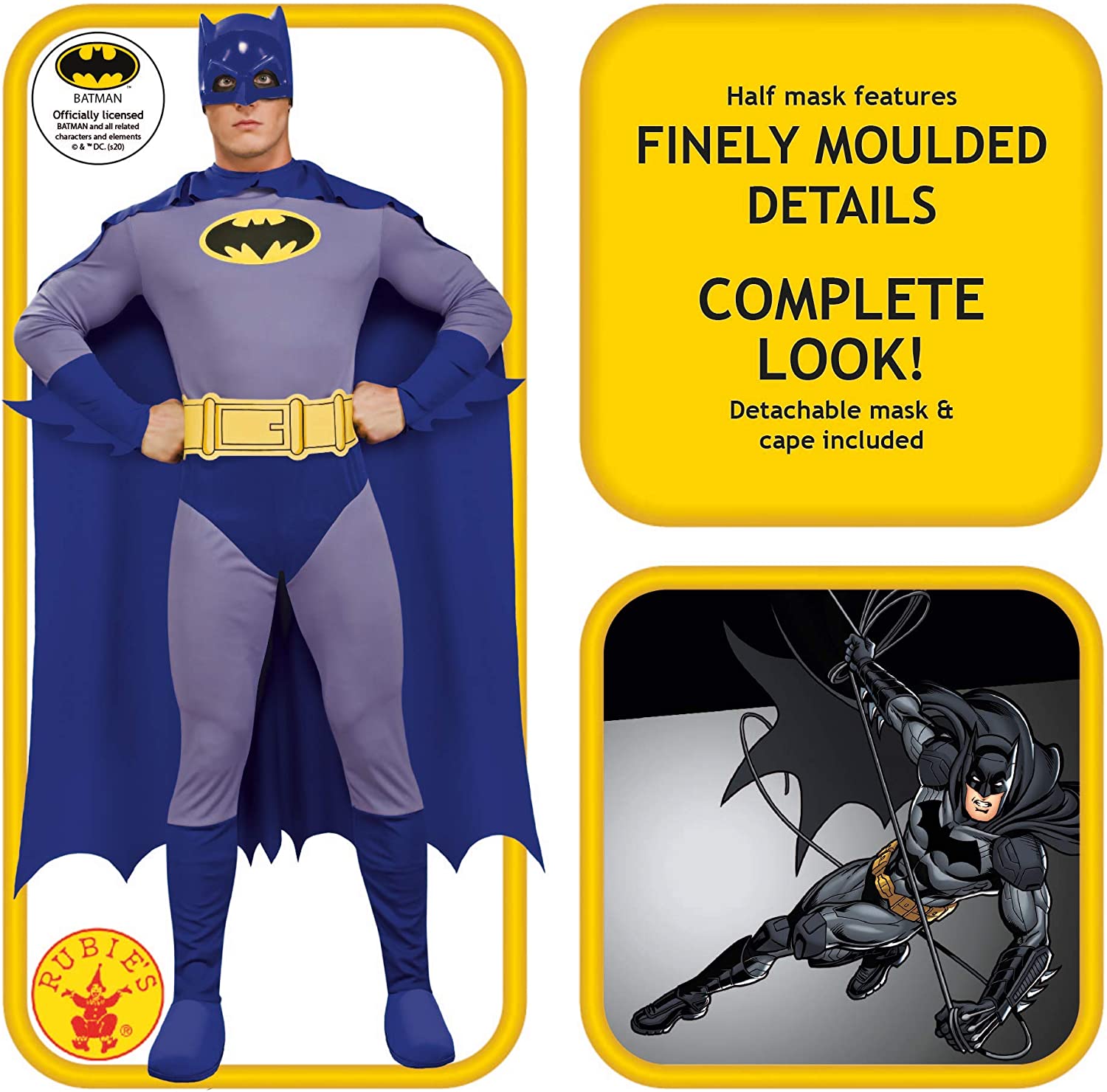 Rubie's Official Batman, Adults Costume - Small, Blue