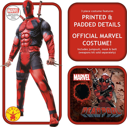 DELUXE FIBER FILLED DEADPOOL COSTUME - FANCY DRESS COSTUME (SIZE: XL)