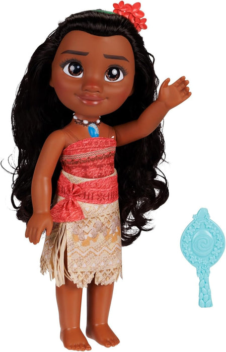Disney Princess Moana Doll by JAKKS Pacific, 35cm Tall Doll with Royal Reflection Eyes Includes Removable Dress, and Flower Headband For Girls Aged 3+