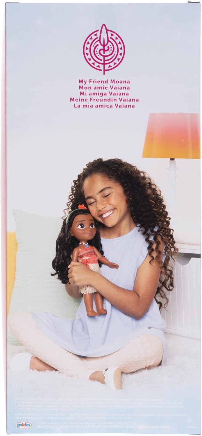 Disney Princess Moana Doll by JAKKS Pacific, 35cm Tall Doll with Royal Reflection Eyes Includes Removable Dress, and Flower Headband For Girls Aged 3+