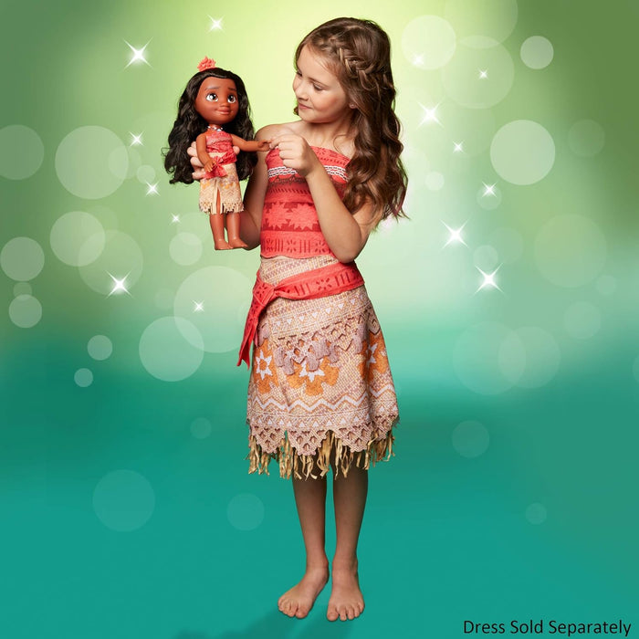 Disney Princess Moana Doll by JAKKS Pacific, 35cm Tall Doll with Royal Reflection Eyes Includes Removable Dress, and Flower Headband For Girls Aged 3+
