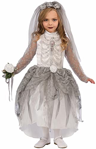 Bristol Novelty X75186 Skeleton Bride Adult Costumer, White/Grey, Large 7-9 Years