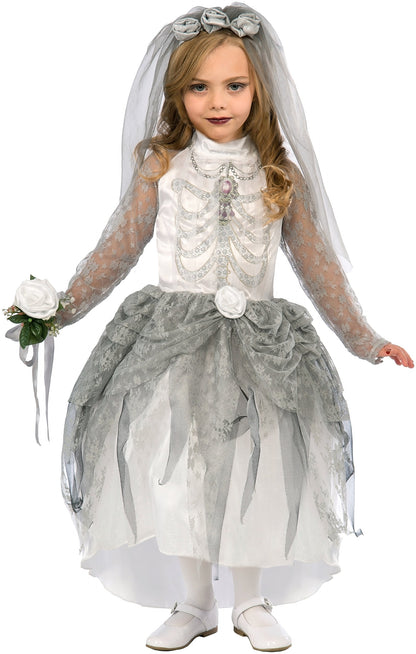 Bristol Novelty X75186 Skeleton Bride Adult Costumer, White/Grey, Large 7-9 Years