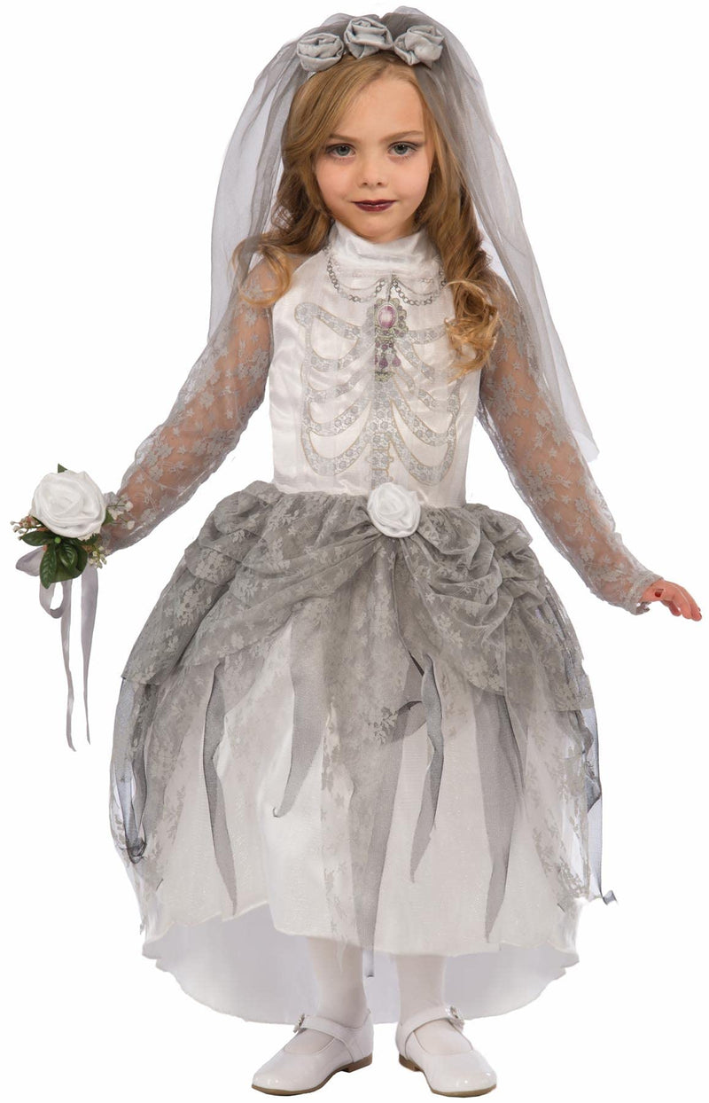 Forum X75184 Skeleton Bride Child Costume, White/Grey, Small