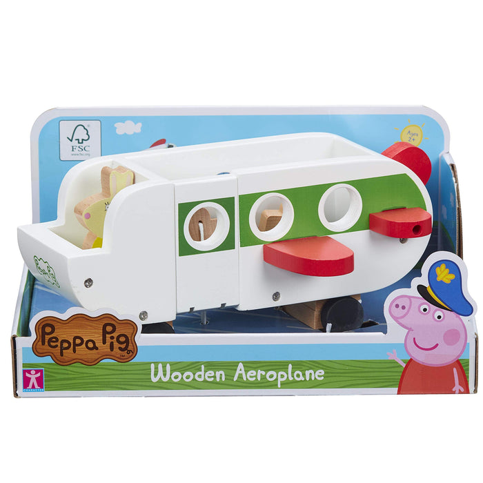 Peppa Pig Wooden Aeroplane, push along vehicle, imaginative play, preschool toys, fsc certified, sustainable gift for 2-5 years old
