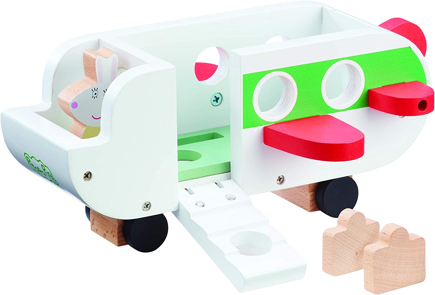 Peppa Pig Wooden Aeroplane, push along vehicle, imaginative play, preschool toys, fsc certified, sustainable gift for 2-5 years old