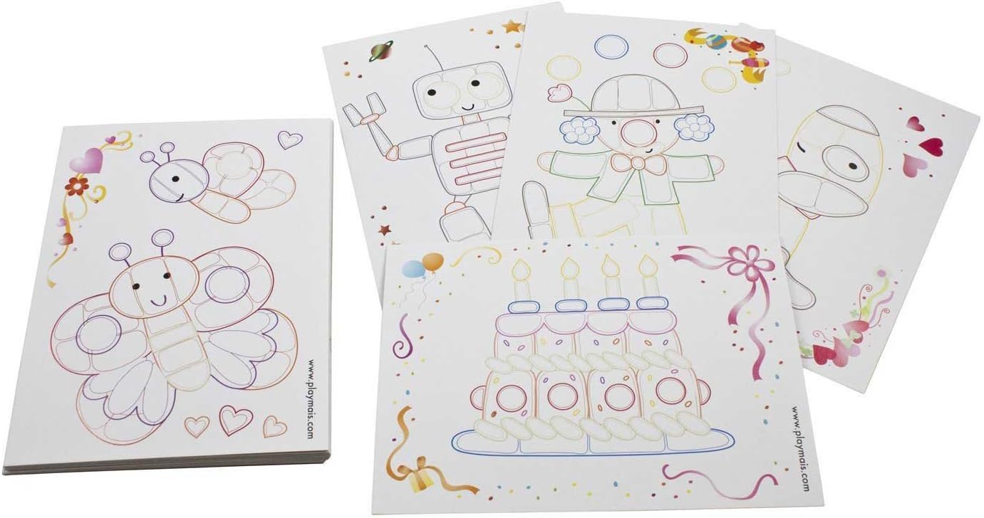 PlayMais 160081 – Card Set Coloured 24 Cards for Gluing, Craft Set