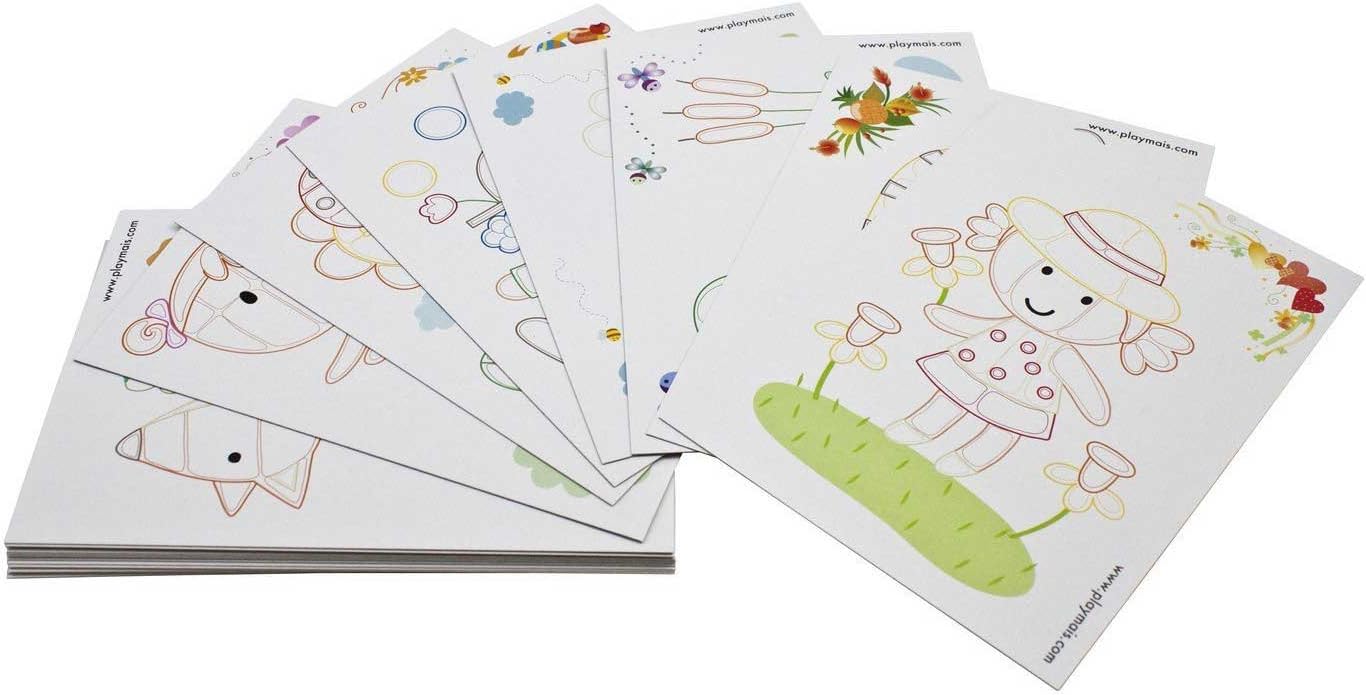 PlayMais 160081 – Card Set Coloured 24 Cards for Gluing, Craft Set