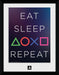 Playstation - Framed Print Eat Sleep Repeat (30X40)