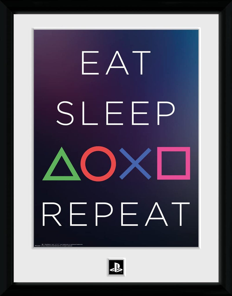 Playstation - Framed Print Eat Sleep Repeat (30X40)
