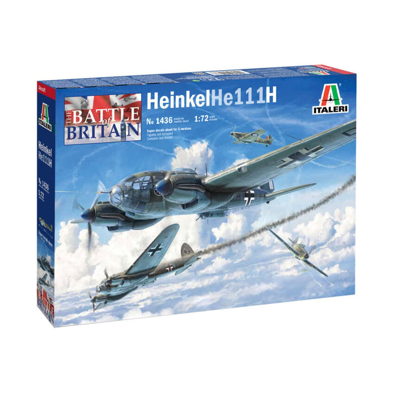Italeri 1:72 Heinkel HE-111H-6, réplica Fiel, construcción de maquetas, Manualidades, aficiones, Pegar, Kit de Montaje de plástico, Color no Pintado, Mittel (510001436