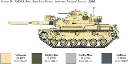 Italeri 6582S 1:35 M60A-3 Combat Tank, Building, Construction, Stand Model Making, Crafts, Hobby, Gluing, Plastic Kit, Detailed
