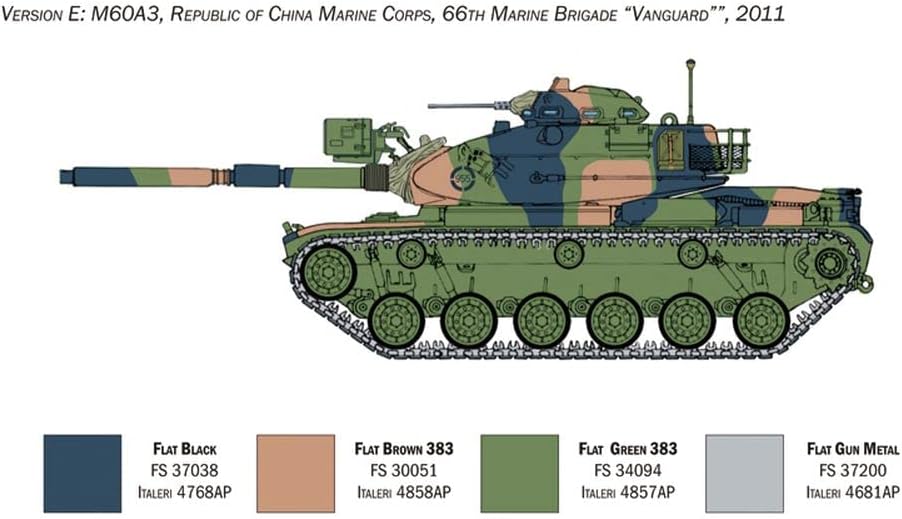 Italeri 6582S 1:35 M60A-3 Combat Tank, Building, Construction, Stand Model Making, Crafts, Hobby, Gluing, Plastic Kit, Detailed
